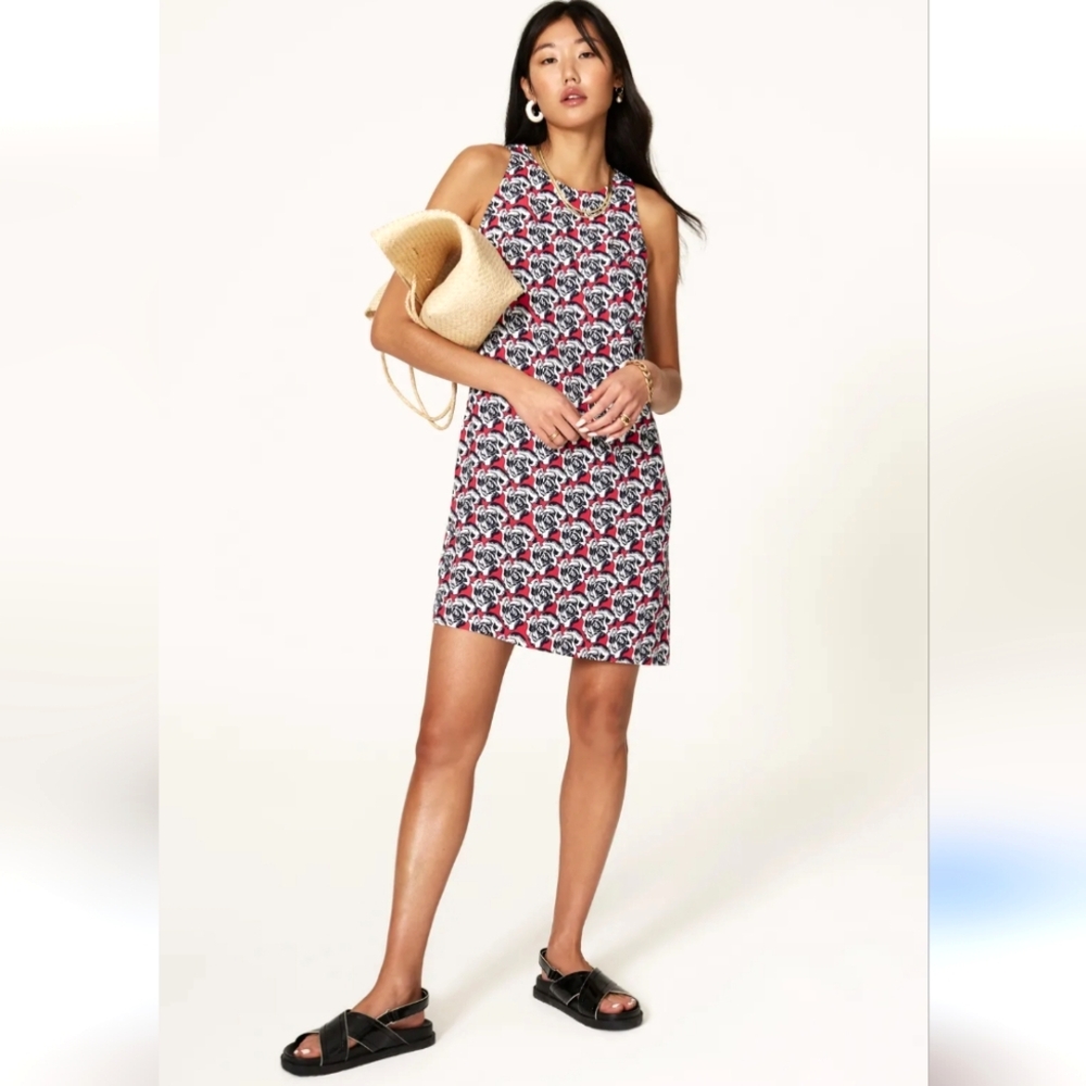 Peter Som Rose Print Red Blue Shift Dress Size 6